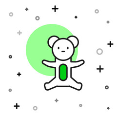 Filled outline Teddy bear plush toy icon isolated on white background. Vector