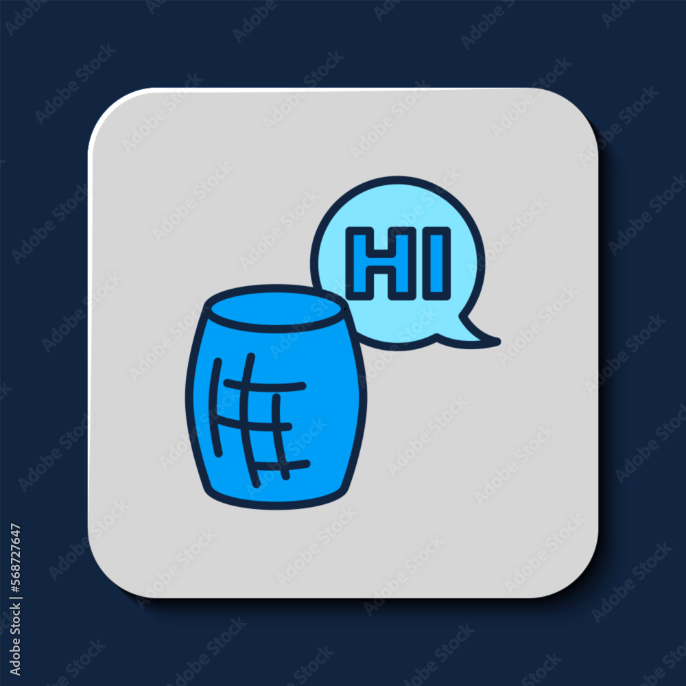 Poster filled outline voice assistant icon isolated on blue background. voice control user interface smart 