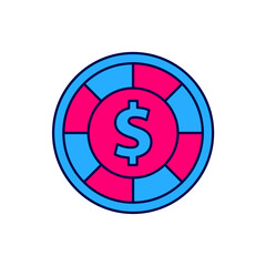 Filled outline Casino chips icon isolated on white background. Casino gambling. Vector