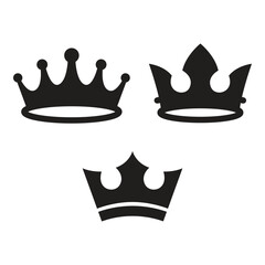 king crown silhouette symbol set