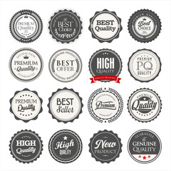 Premium quality retro vintage badges isolated on white background  