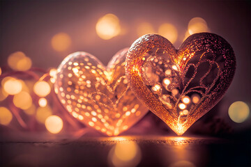 Naklejka premium Valentine's Day Illustration. Sparkling Heart. Generative AI