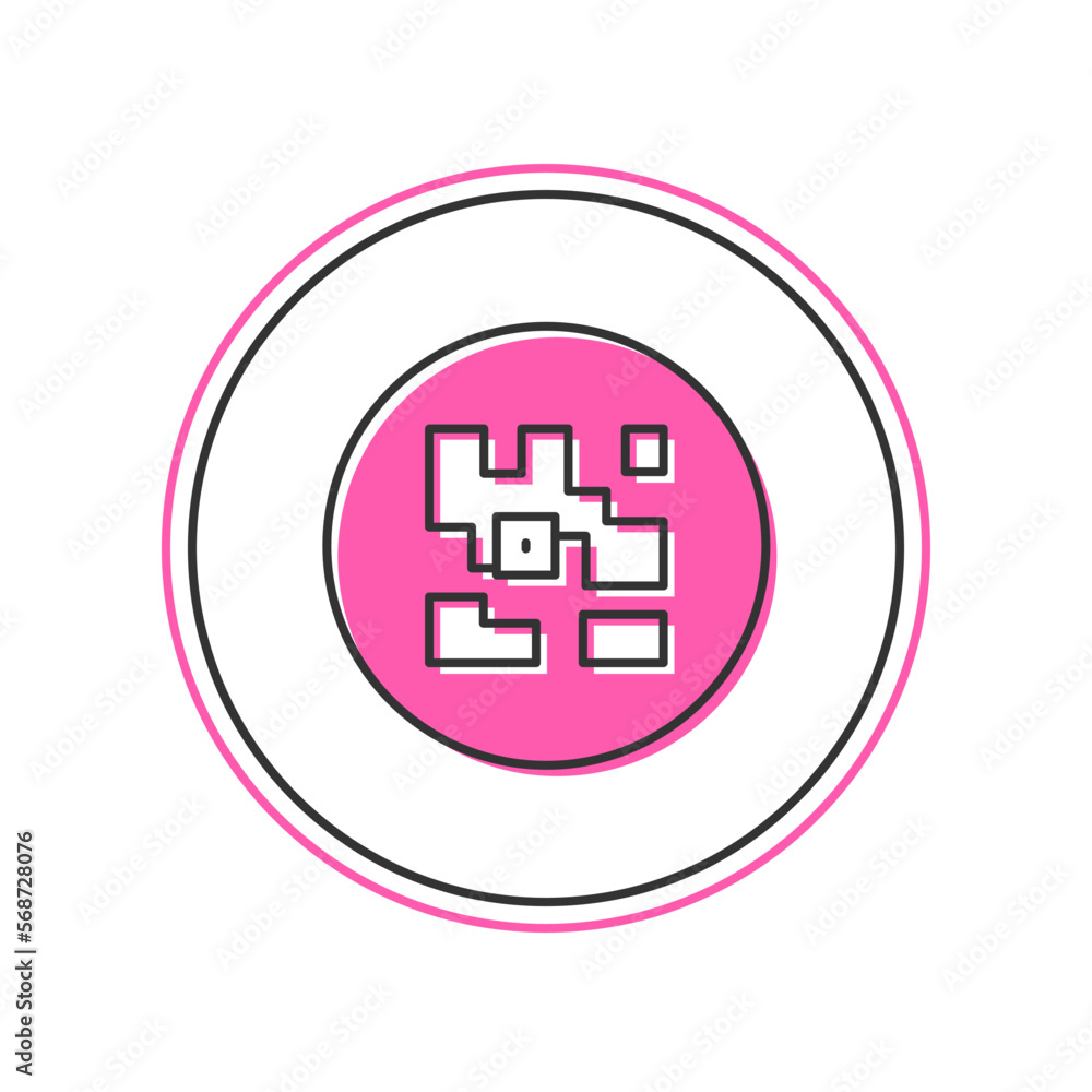 Poster filled outline qr code sample for smartphone scanning icon isolated on white background. vector