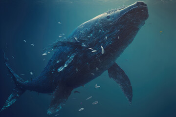 3d illustration of a plastic waste in the shape of a whale