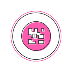 Filled outline QR code sample for smartphone scanning icon isolated on white background. Vector