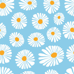 Chamomile flowers simple design seamless pattern.