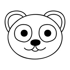 Cute doodle panda face from the collection of girly stickers. Cartoon vector white and black illustration.