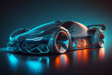 Fototapeta premium future car scanning and auto data analysis