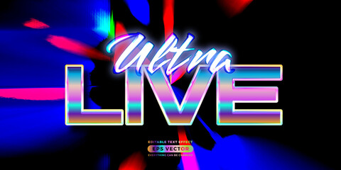 Retro text effect ultra live futuristic editable 80s classic style with experimental background, ideal for poster, flyer, social media post with give them the rad 1980s touch © endemiq