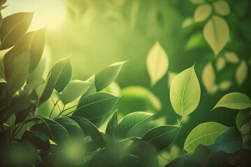 green leaves in sunlight wallpaper made with generative ai