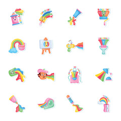 Pack of Painting Flat Stickers 