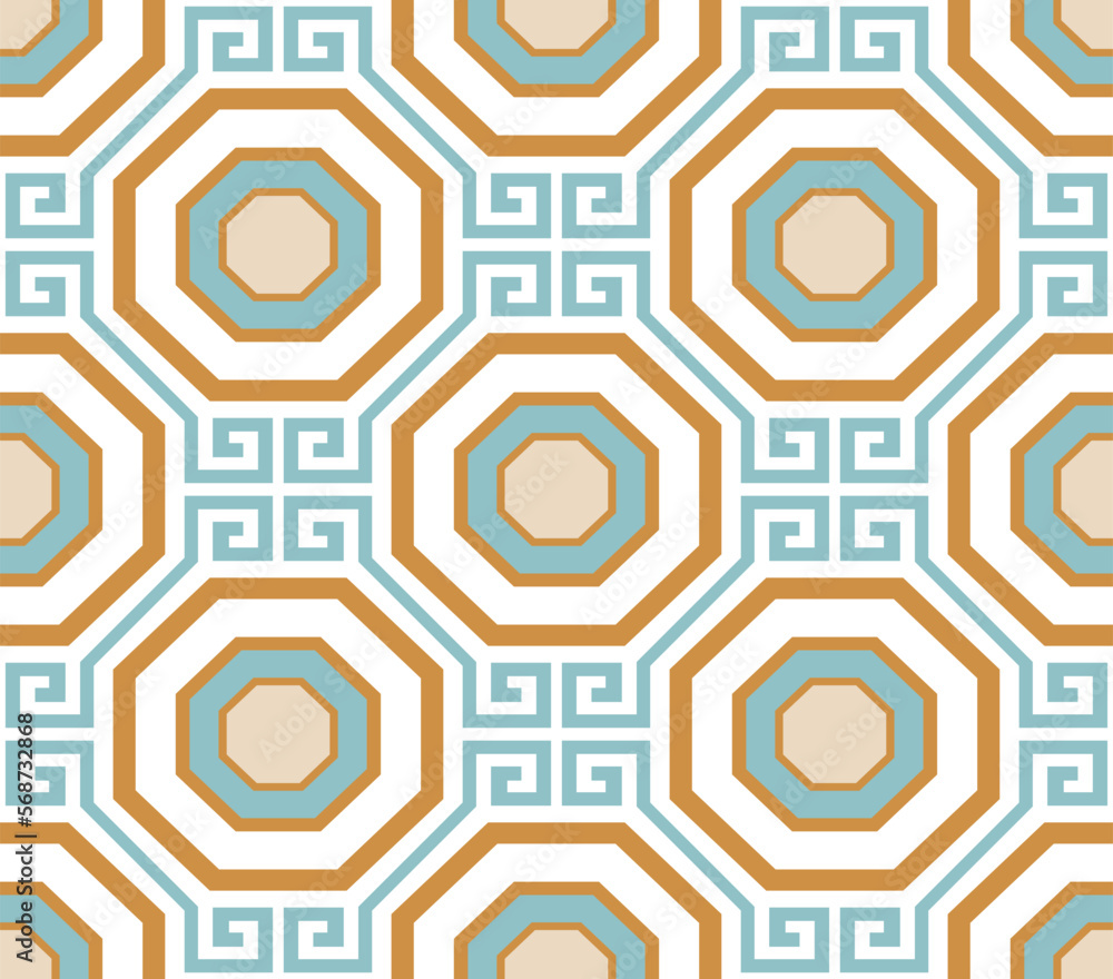 Wall mural Abstract Geometric Octagon Seamless Vector Pattern Interior Luxury Style Minimal Design Perfect for Allover Fabric Print or Wall Paper