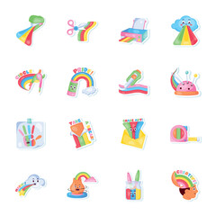 Collection of Art Tools Flat Stickers 

