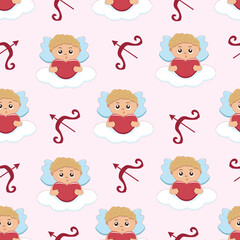 Festive pattern for Valentine's Day with cupid.