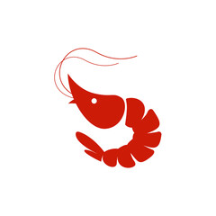 Seafood restaurant, Stylized image of shrimp logo template, prawn logo design on white background Vector illustration logo icon