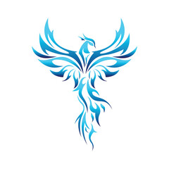 Fototapeta na wymiar Vector Logo Illustration phoenix Blue Gradient Colorful Style.