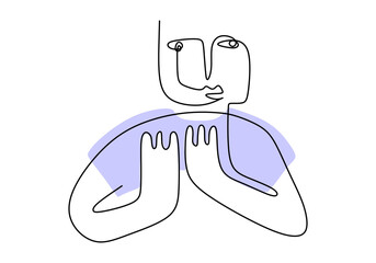Obraz premium One line of primordial pose isolated on white background. Hand drawing single continuous line.