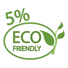 Eco friendly green leaf 5 percent label icons icon vector illustration