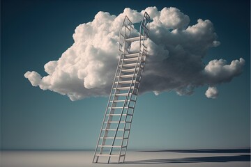 3d illustration of a stairway leading up to a cloud