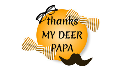 thanks my deer papa sticker isolated on white background