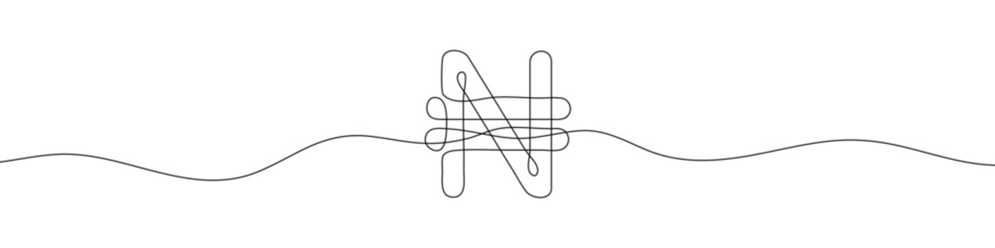 recommend clip art: Continuous line drawing of Naira currency symbol. Line art of the Nigerian naira currency symbol. Vector illustration.