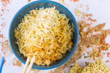 Fast food, chinese noodles with spices