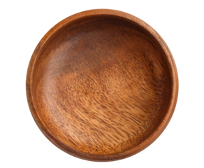 Empty wooden bowl cut out