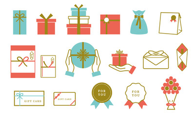 ギフト,プレゼントのイラストセット_Gift and present