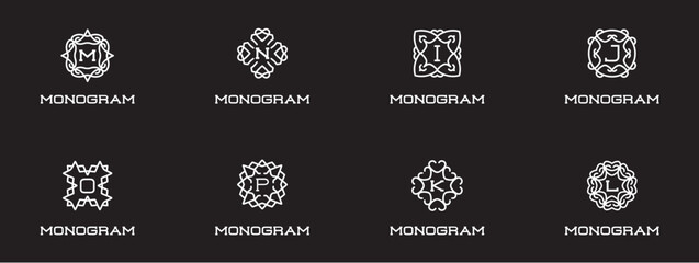Obraz premium Big Set of Compact Monogram Design Template with Letter. Vector Illustration Premium Elegant Quality.