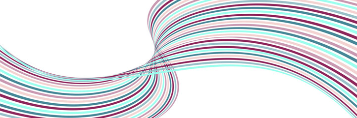 Wavy lines or ribbons. Multicolored striped gradient. Creative unusual background with abstract gradient wave lines for creating trendy banner, poster. Vector eps