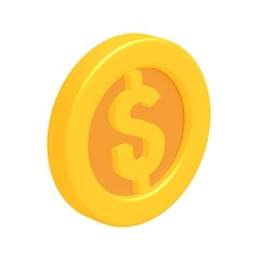 3d gold game coin with dollar sign