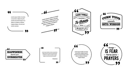Black and White Remark Quote Template Bubble. Template Vector Set.