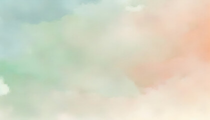 Light-Peach Sky-Blue Pastel-Green Watercolor Abstract Background Gradient with Grainy Texture Effect