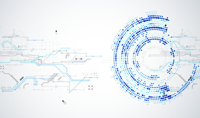 Obraz premium Abstract technology concept. Circuit board, high computer background. Vector illustration with space for content, web - template, business tech presentation.