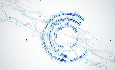 Obraz premium Abstract technology concept. Circuit board, high computer background. Vector illustration with space for content, web - template, business tech presentation.