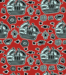 Kapal Sanggat Motif, Jambi, Sumatera Land, Indonesia Batik Traditional Melayu - Vector