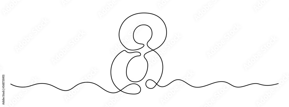 Aufkleber number 8 in continuous line drawing style. line art of number eight. vector illustration. abstract d
