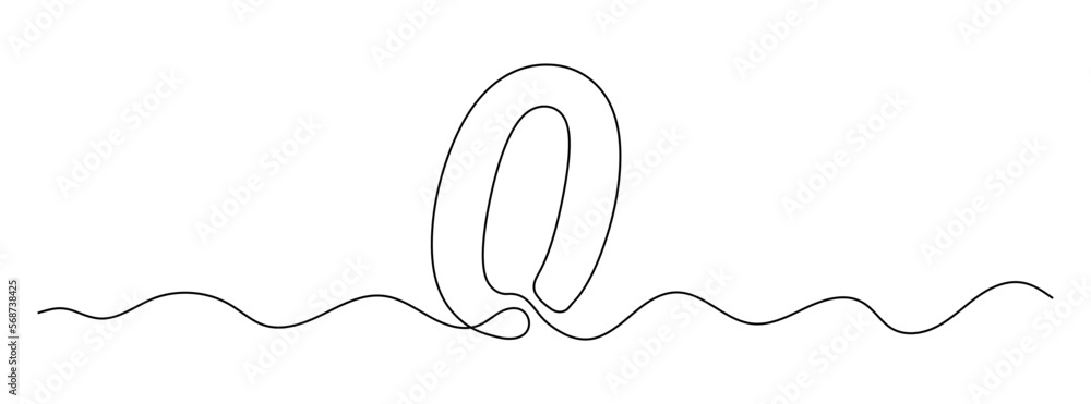 Poster number 0 in continuous line drawing style. line art of number zero. vector illustration. abstract dr