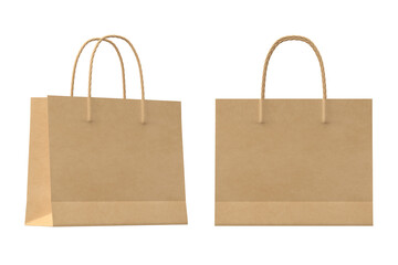 Paper shopping bag mockup on transparent background, PNG file