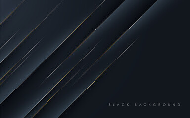 abstract black diagonal stripe with golden line shadow and light papercut texture background. eps10 vector