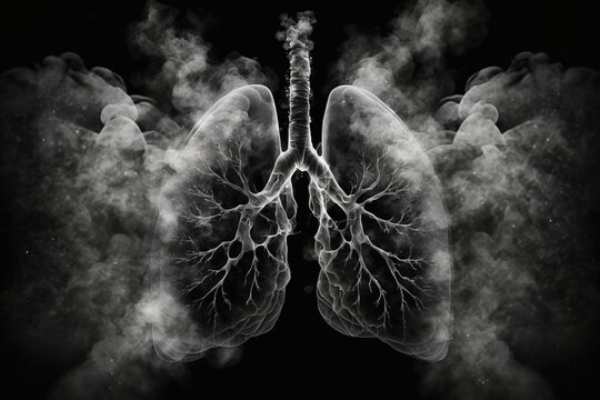 Damaged human lungs. Generative AI
