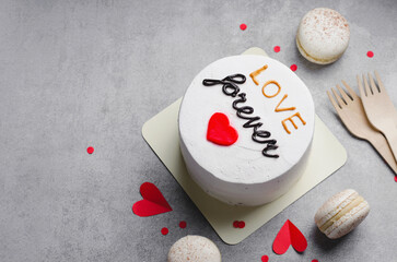Cake for Valentine's Day, Mother's Day, or Birthday, Romantic Bento Cake for Two and Macarons on...