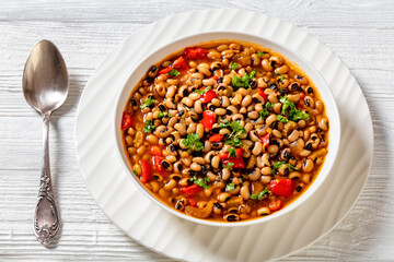 Vegan Hoppin John, savory black-eyed pea stew