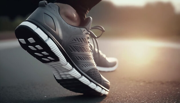 Detail close up of man sport sneakers, AI generative