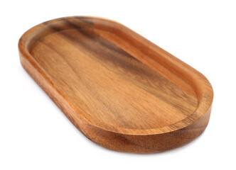 One new wooden tray on white background