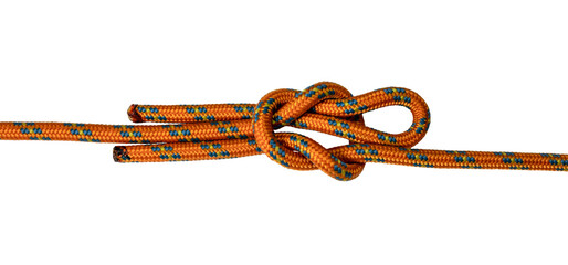 reef knot orange rope example, isolate png transparent background