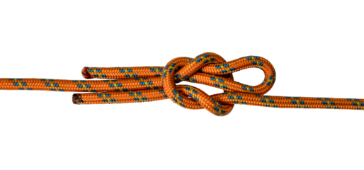 reef knot orange rope example, isolate png transparent background