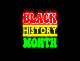 Black History Month Animated Text Shopping Poster or banner with saber effect  on black background.
