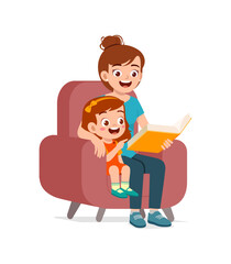 parent read book to kid and feel happy