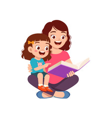 parent read book to kid and feel happy
